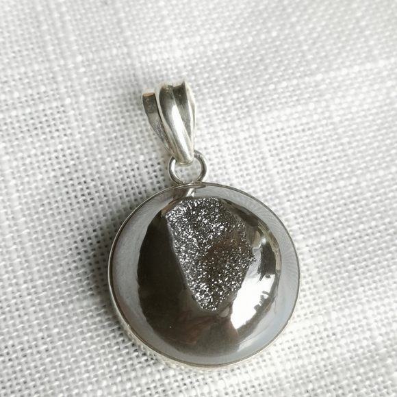 Sterling Silver Druzy Quartz Pendant Necklace NEW - Picture 6 of 9